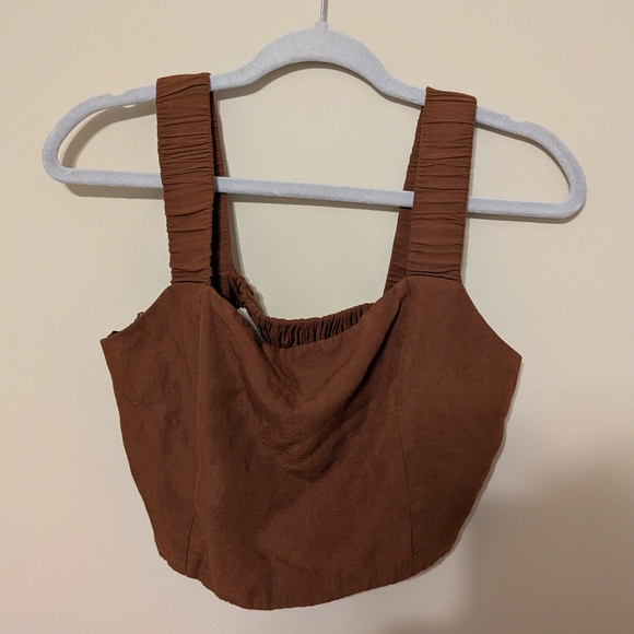 Zara Tops - Zara Chocolate Brown Crop Top